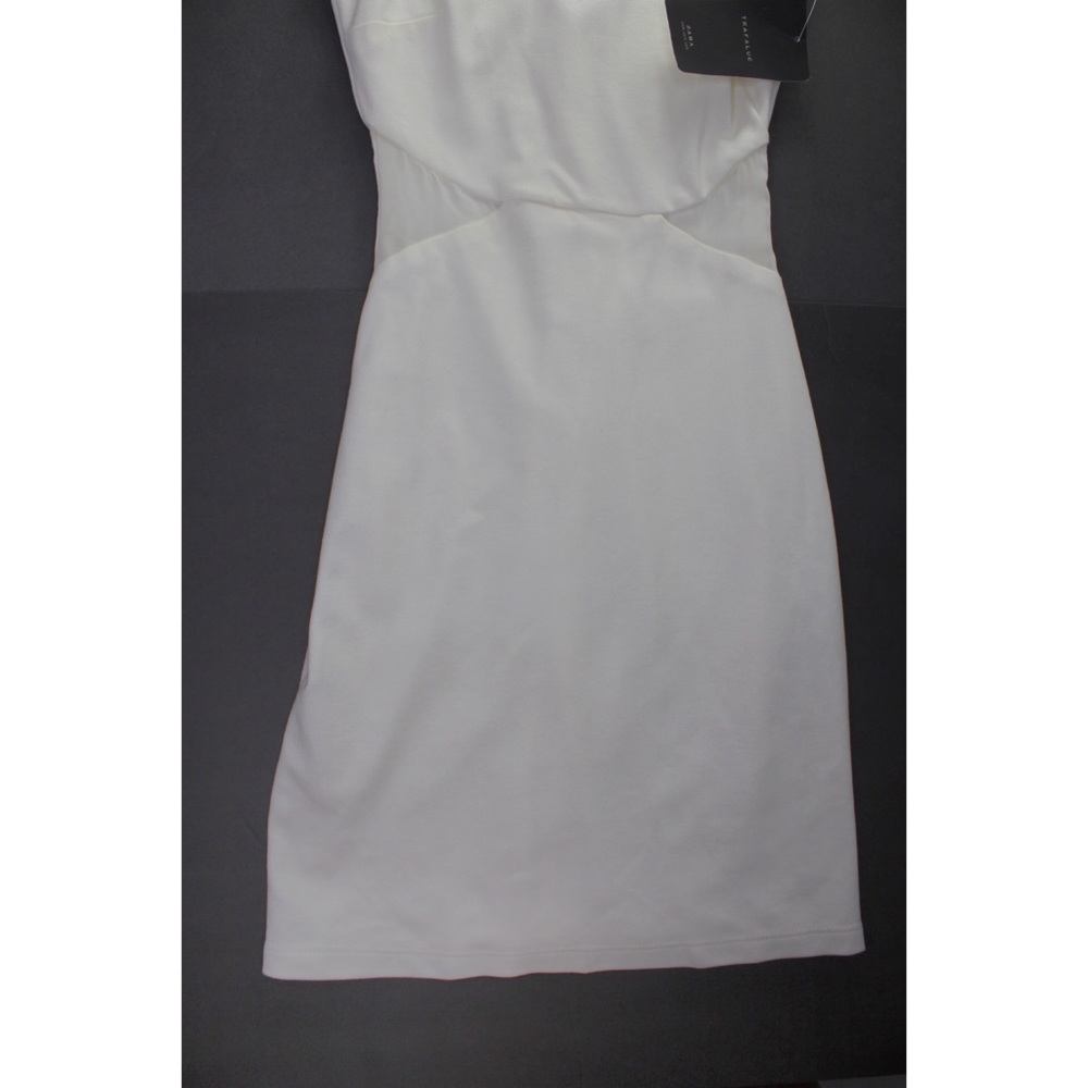 Zara NWT Ecru Side Mesh Mini Dress Small - Picture 3 of 5